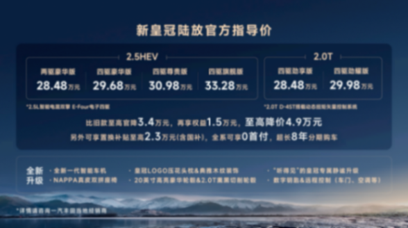 至高優惠4.9萬元,一汽豐田2024款皇冠陸放上市,升級8155芯片