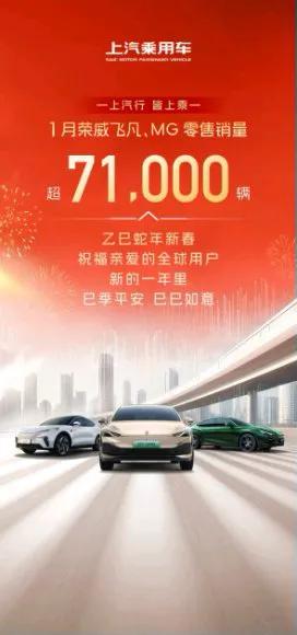 喜迎2025開門紅!1月份上汽銷售35.3萬(wàn)輛,領(lǐng)跑行業(yè)